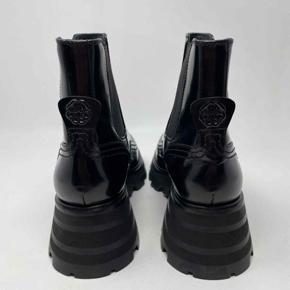 Alexander McQueen Wander Chelsea Boots Womens IT 40 US 10 Black Leather Platform - Picture 4 of 10